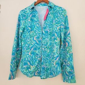 NWT, Lilly Pulitzer UPF 50+ ChillyLilly Button Down Top